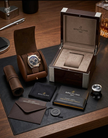 Authentic pre-owned Breitling watches for sale – luxury Swiss timepieces including Breitling Navitimer, Chronomat, and Superocean, full set, excellent condition, available in Canada