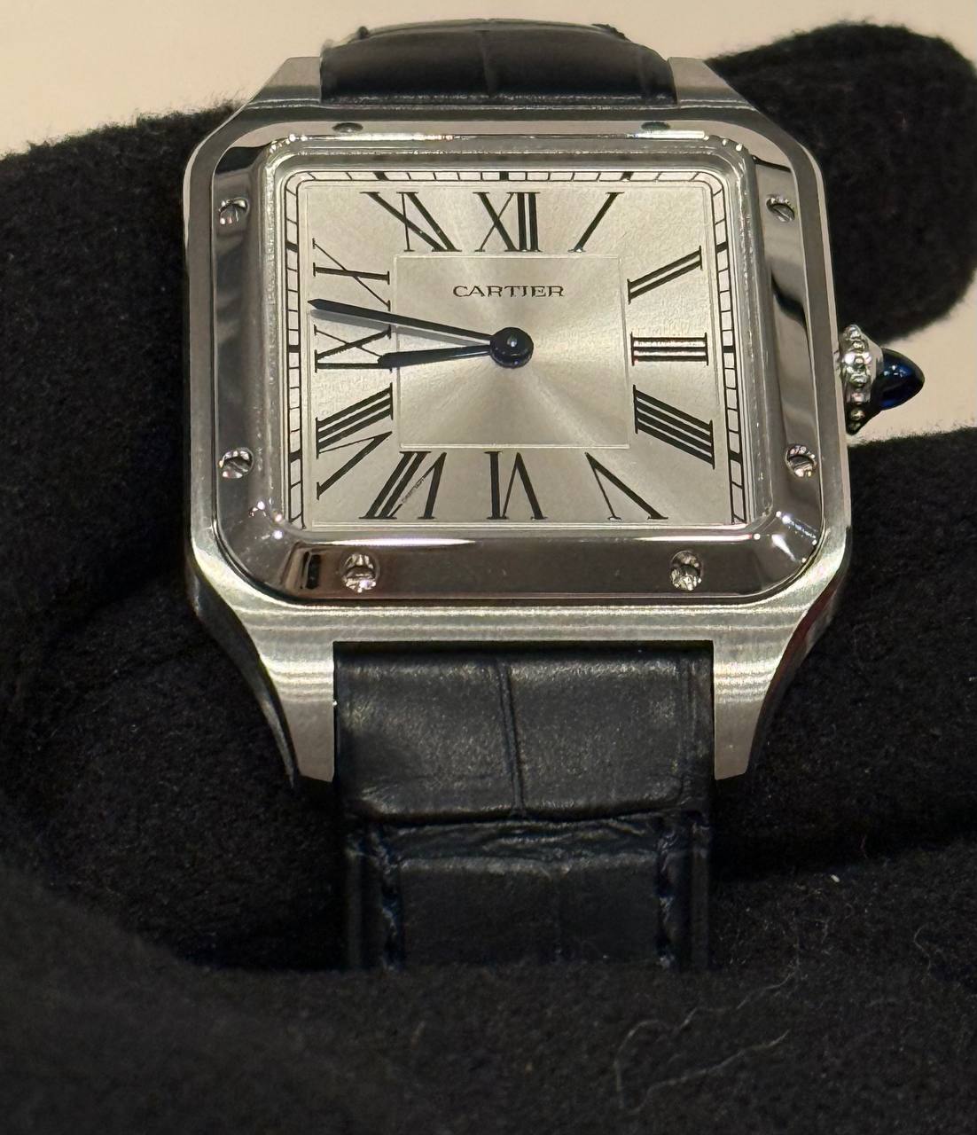 Cartier Santos-Dumont WSSA0085 silver dial close-up