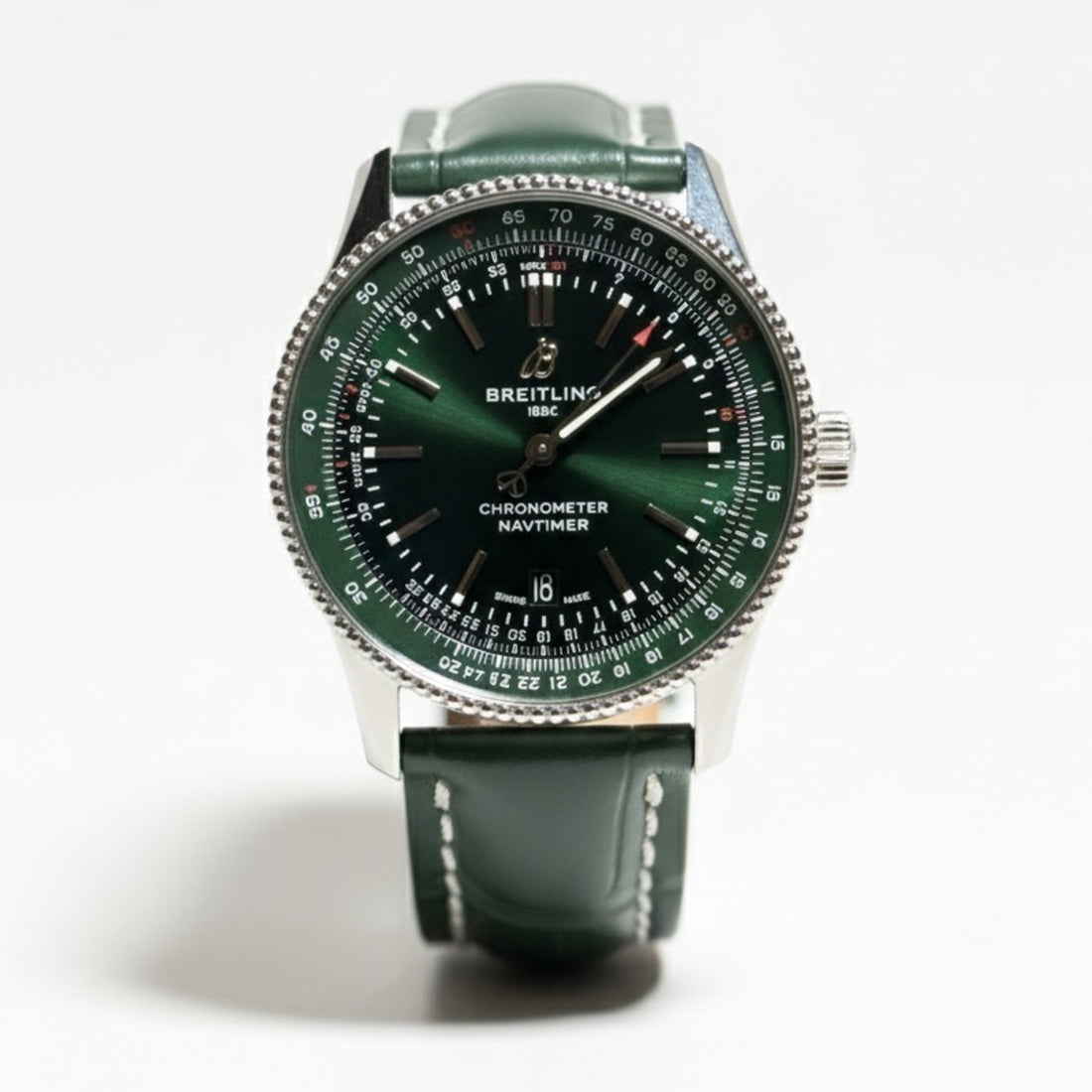 Breitling Navitimer Automatic 41 green dial A17326 front view square white background