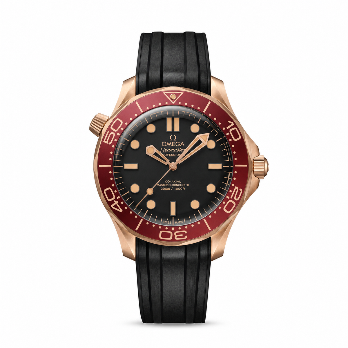 Omega Seamaster Diver 300M Bronze Gold front view on white background