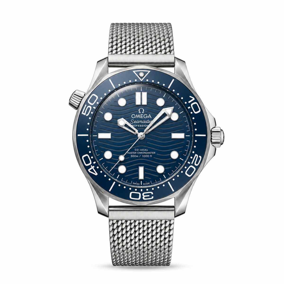 Omega Seamaster Diver 300M James Bond 60th Anniversary front view on white background