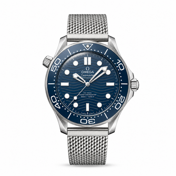 Omega Seamaster Diver 300M James Bond 60th Anniversary front view on white background