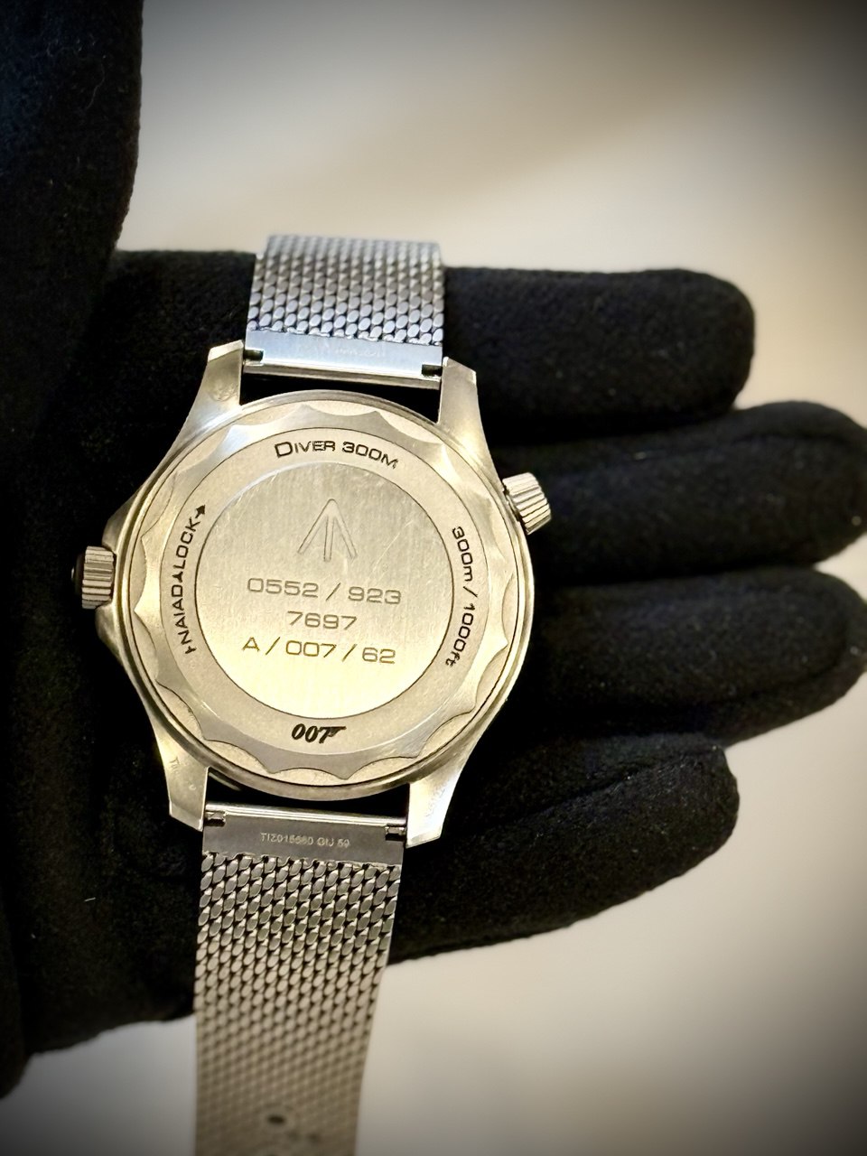 Omega Seamaster Diver 300M 007 Edition engraved titanium caseback