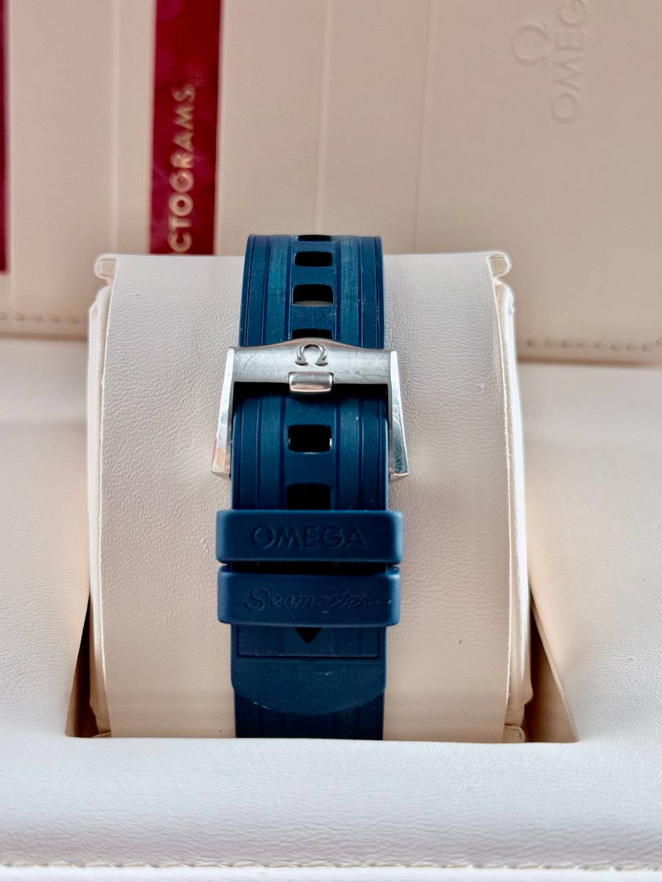 Omega blue rubber strap and buckle