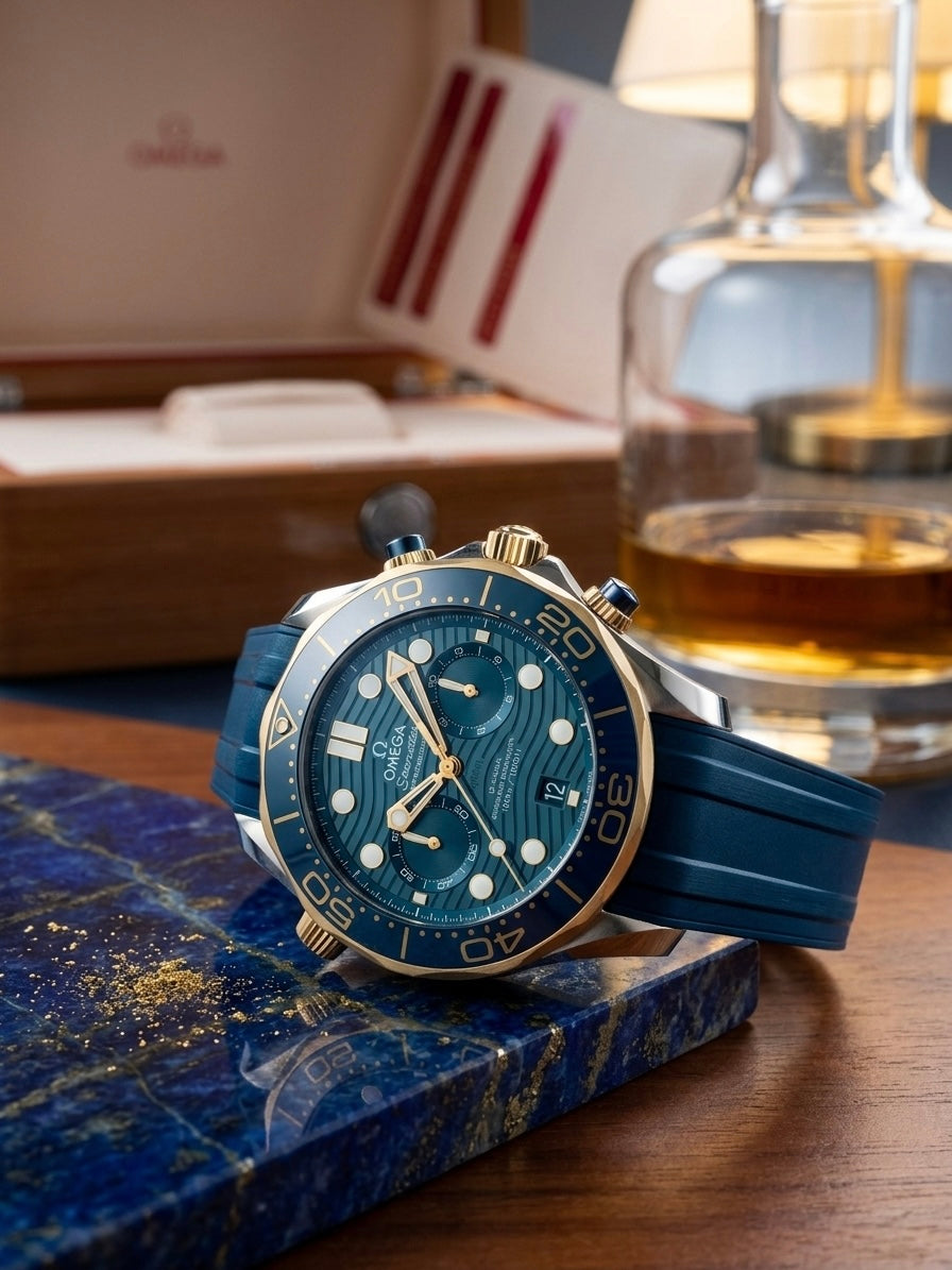 Omega Seamaster Diver 300M Master Chronometer Chronograph 210.22.44.51.03.001 front view