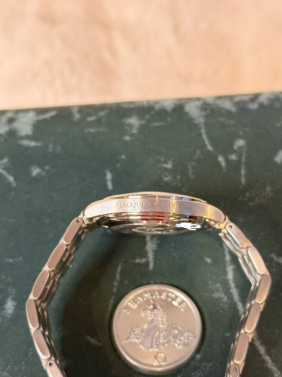 Omega Seamaster Jacques Mayol 1998 case engraving