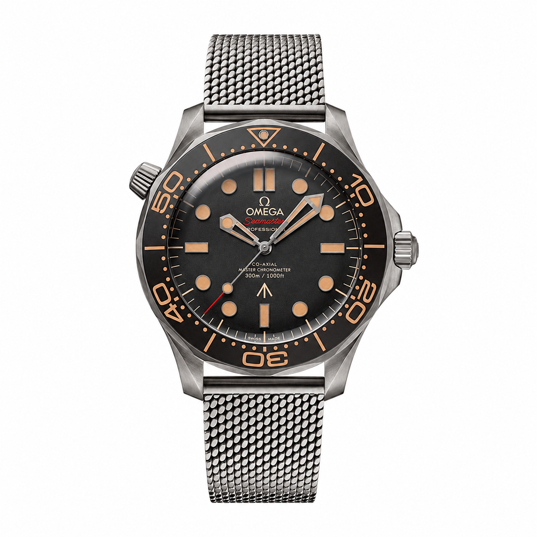 Omega Seamaster Diver 300M 007 Edition 210.90.42.20.01.001 front view on white background