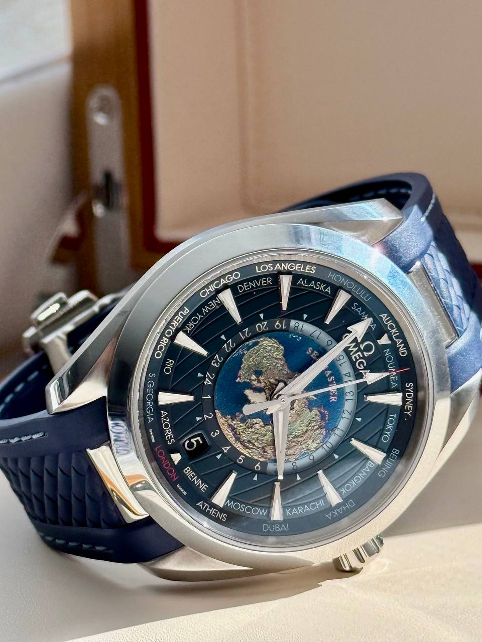 Omega Seamaster Aqua Terra World Timer 43mm Blue Dial - Ref. 220.12.43.22.03.001
