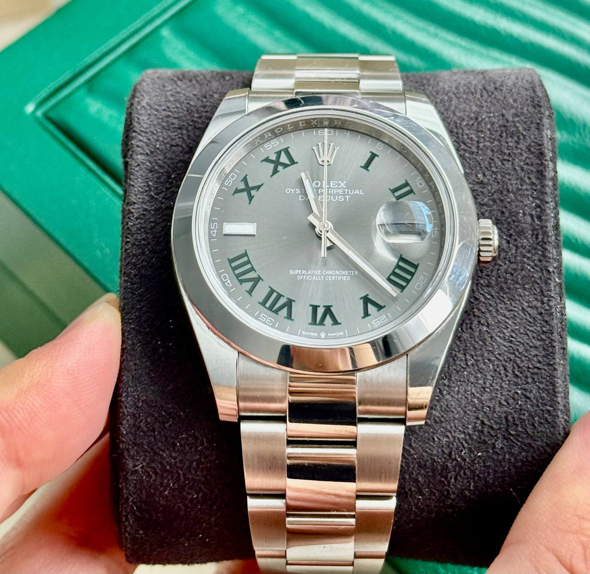 Rolex Datejust 41 Wimbledon dial close-up