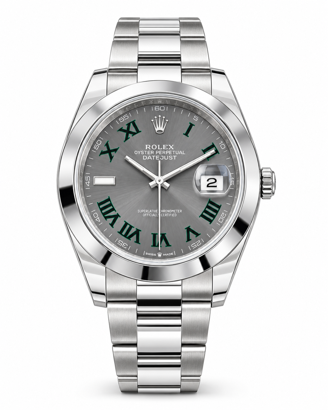 Rolex Datejust 41 Wimbledon ref. 126300 on white background