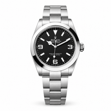 Rolex Explorer 40 ref. 224270 on white background, matched collection scale