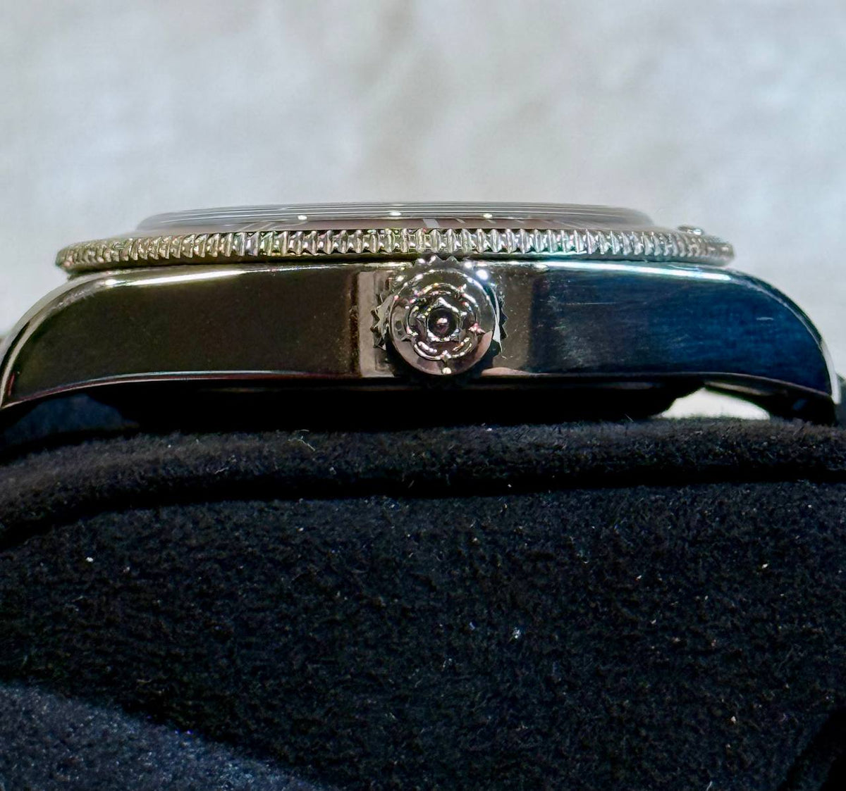 Tudor Black Bay 41 Burgundy crown and case profile