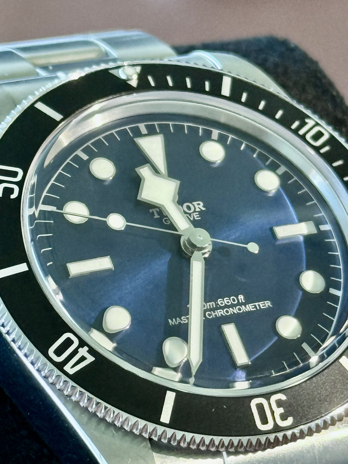 Tudor Black Bay 68 blue dial close-up
