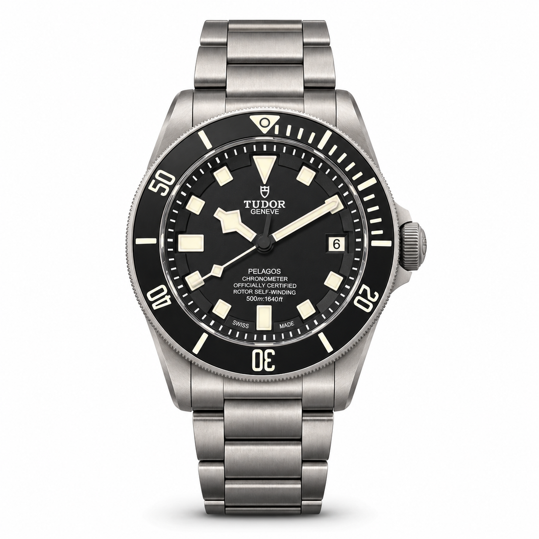 Tudor Pelagos 25600TN black dial titanium bracelet front view