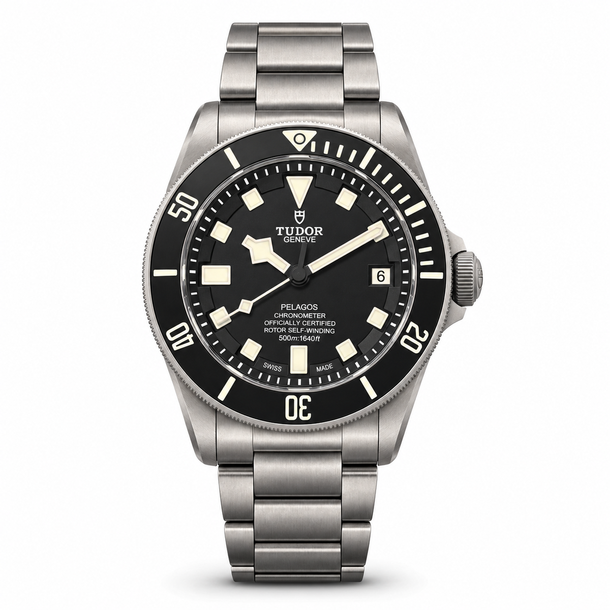 Tudor Pelagos 25600TN black dial titanium bracelet front view