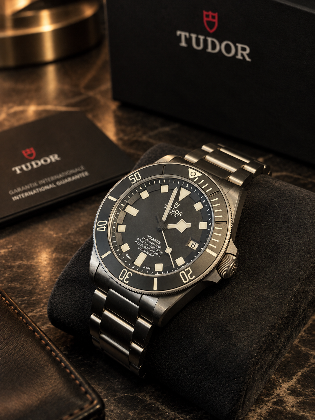 Tudor Pelagos 25600TN black dial titanium bracelet front view