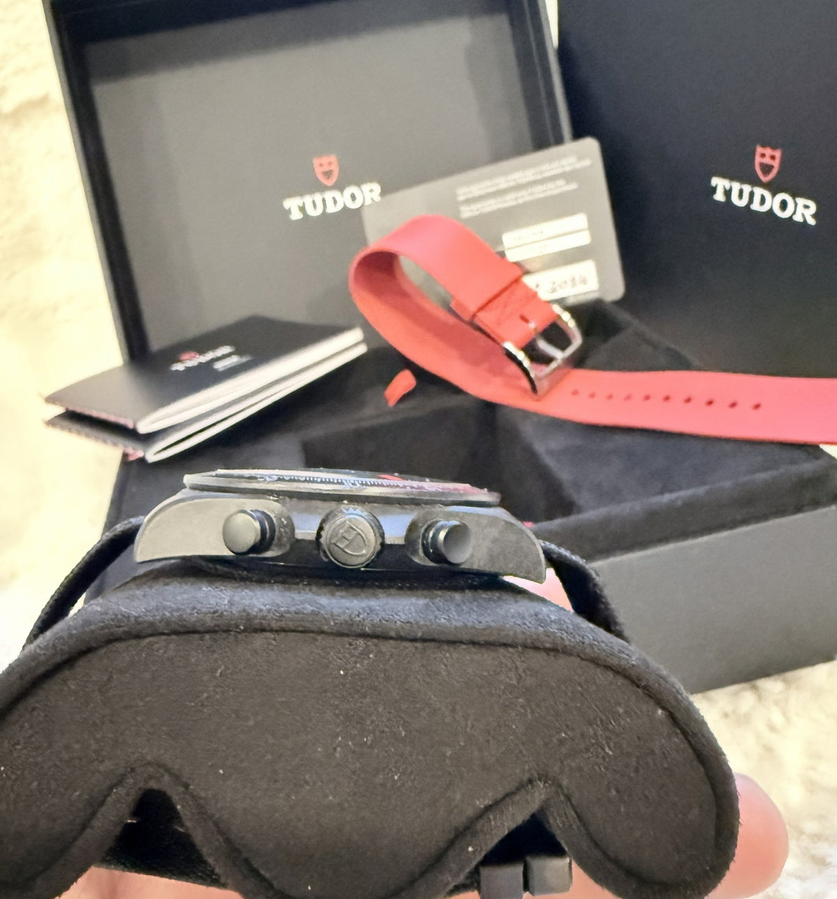 Tudor Pelagos FXD Chrono crown and chronograph pushers